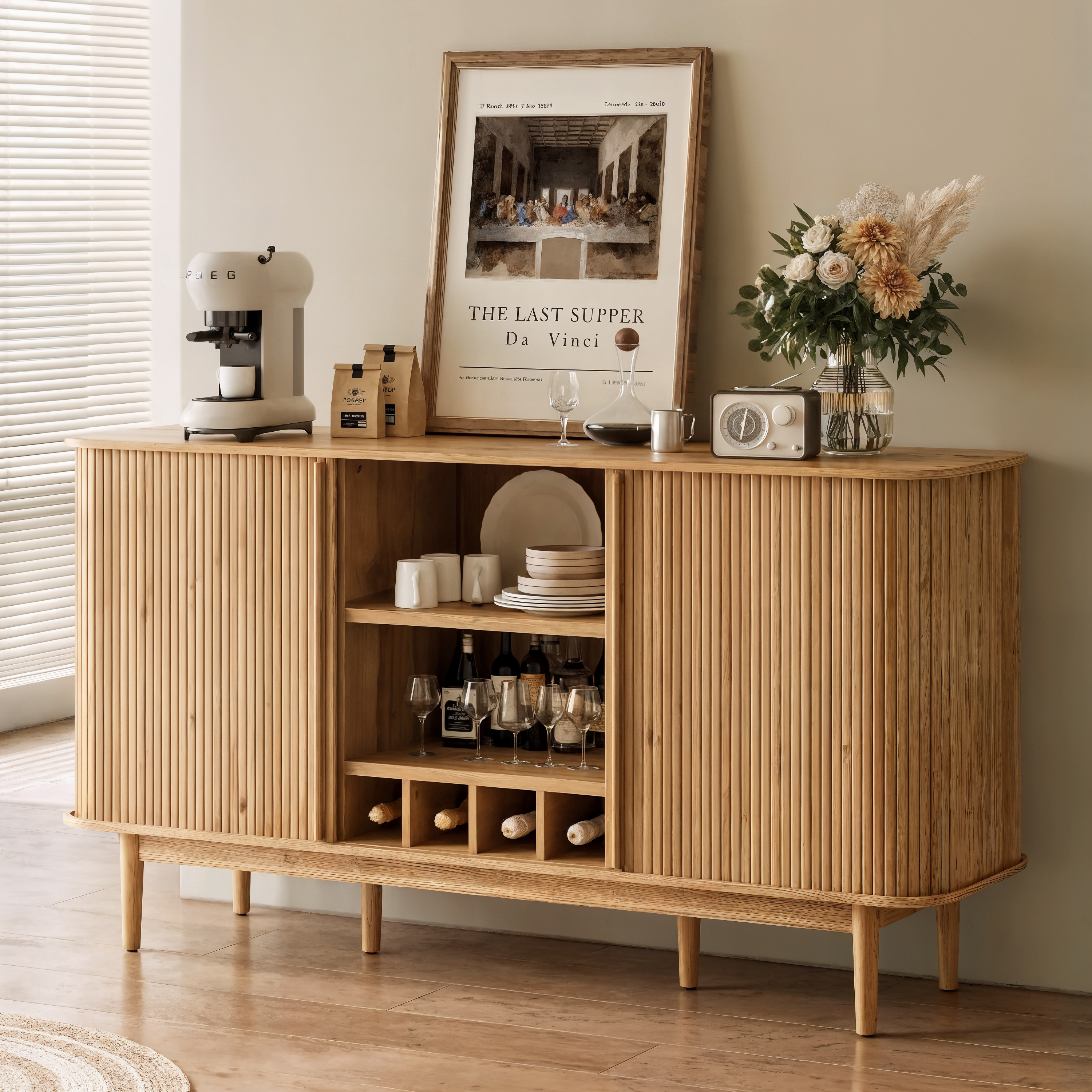 Aeris Home – Tambour Coffee Bar Cabinet