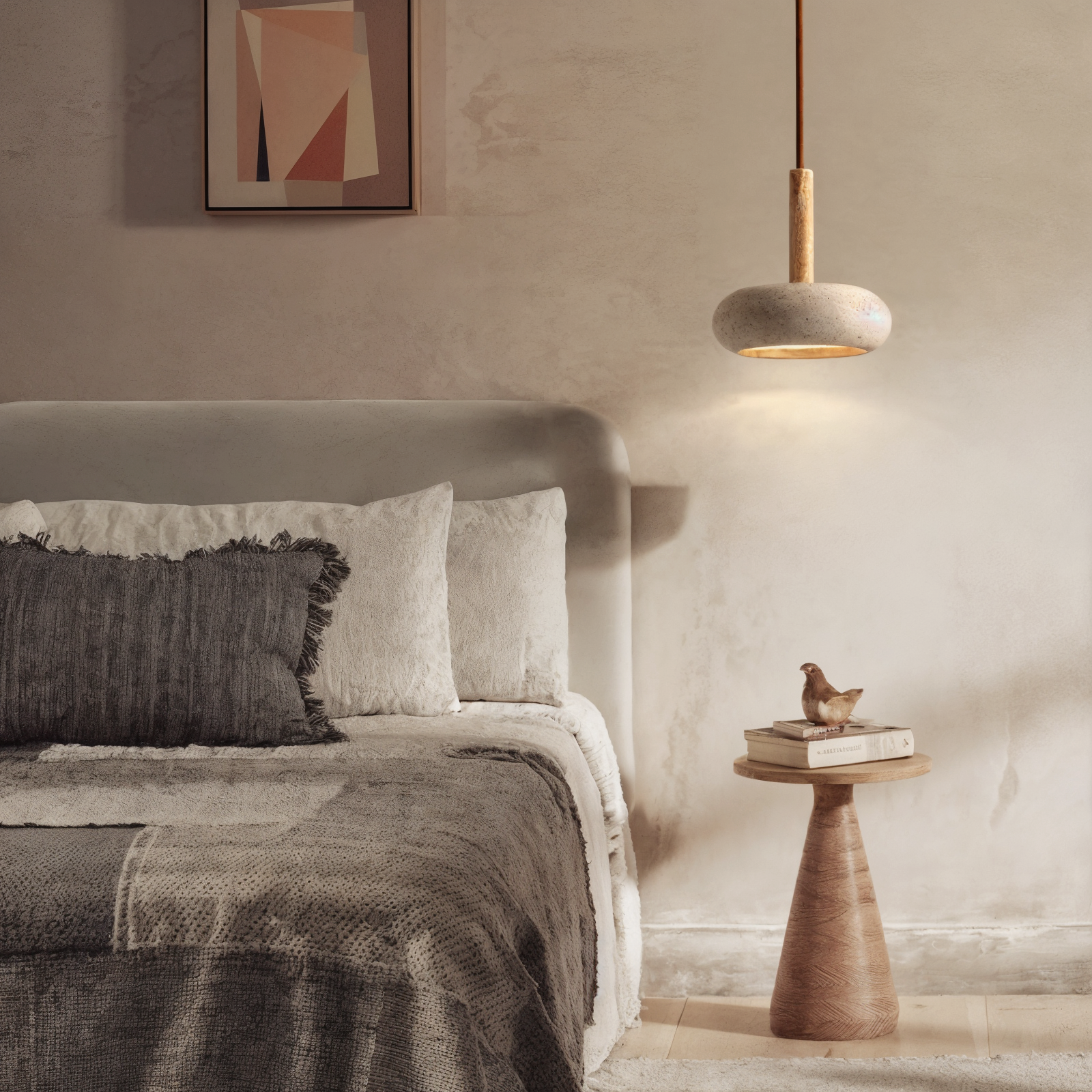 Aeris Home – Travertine Disc Pendant